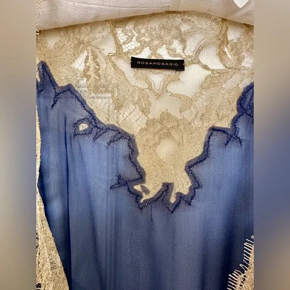 Rosamosario Italian 100% Cobalt Blue Silk Chiffon Long Robe “Riviera Bonjour” - Picture 5 of 14